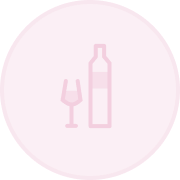 a bottle and glass in a circle