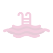 a pink and white logo