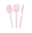 a circular logo with a spoon fork and knife