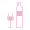 a bottle and glass in a circle